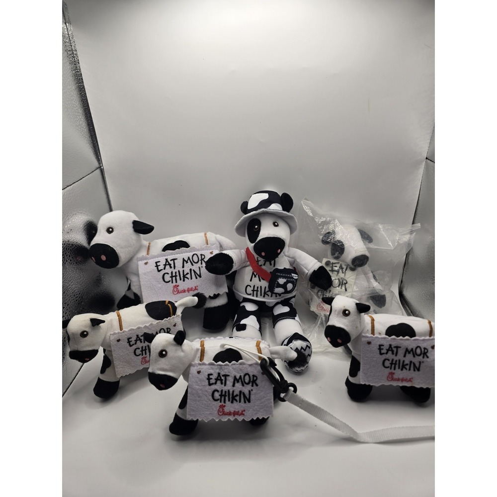 Chick-fil-A Cow Plush Lot Of 6 Collector Stuffed Animals Cows